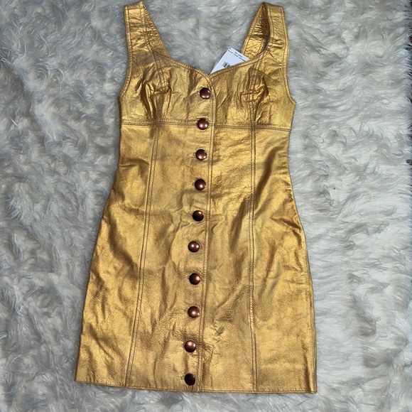 NEW Free People Goldie leather mini dress size 0 - Picture 3 of 8